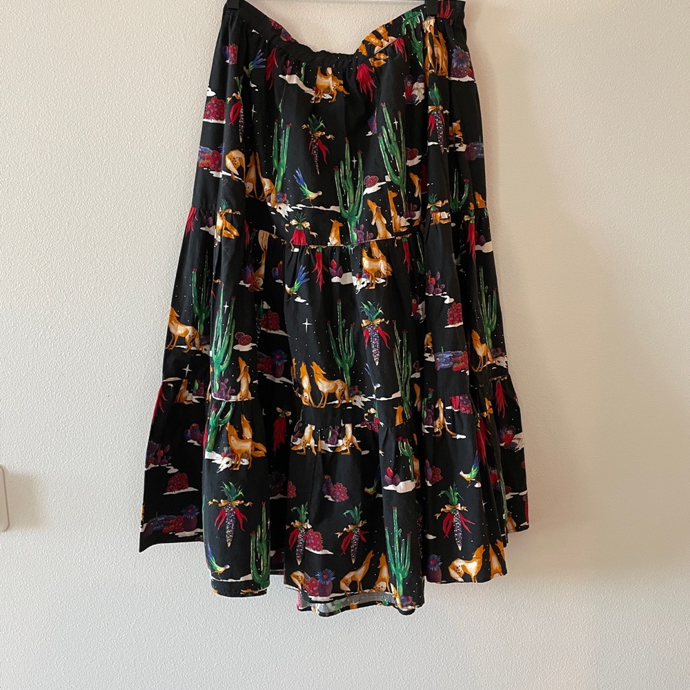 Southwestern skirt. Cactus, chili, corn.